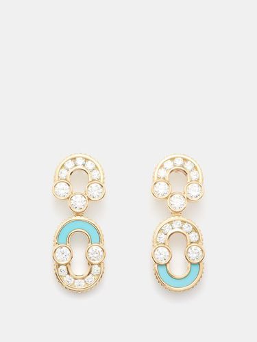 Magnetic Solo diamond, turquoise & gold earrings - Viltier - Modalova