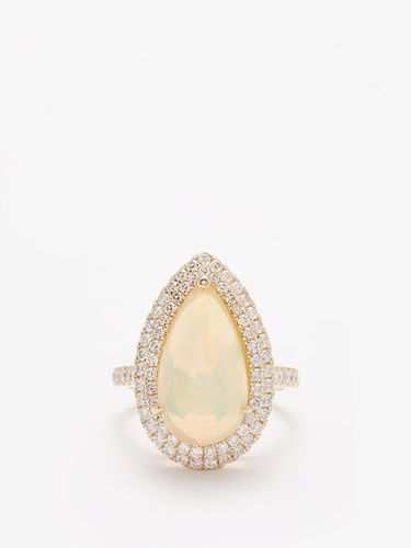 Bague en or 14 carats, opale et diamants - Jacquie Aiche - Modalova