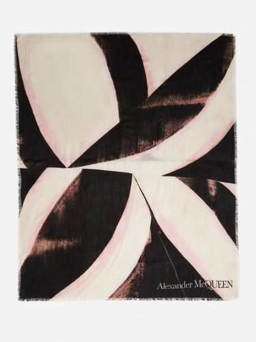 Écharpe en laine à imprimé aquarelle et franges - Alexander McQueen - Modalova