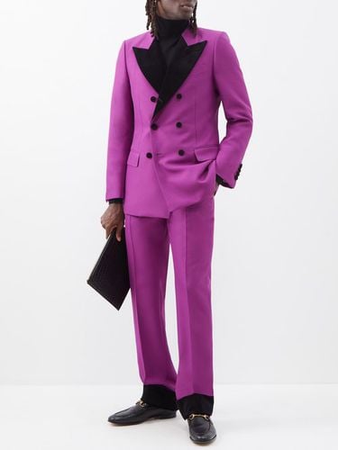 Veste de costume en toile à finitions en velours - Gucci - Modalova