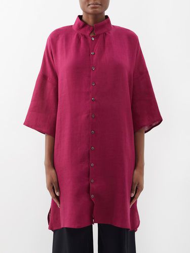 Chemise tunique en lin à col droit - Eskandar - Modalova