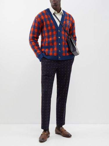 Cardigan en laine à carreaux et empiècement logo - Gucci - Modalova