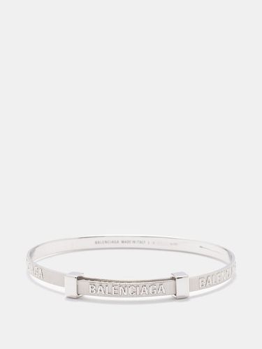 Bracelet jonc en argent sterling à logo embossé - Balenciaga - Modalova