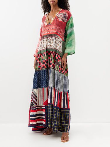 Robe longue en soie à motif patchwork vintage - Rianna + Nina - Modalova