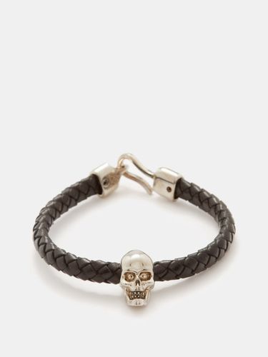 Bracelet en cuir tressé Skull - Alexander McQueen - Modalova