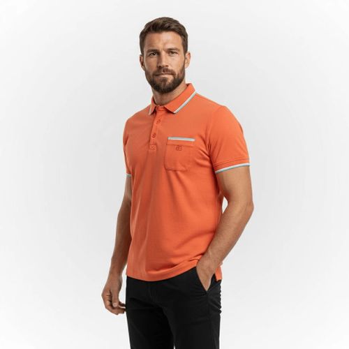 Polo orange col rayé et poche poitrine - BLACKS LEGEND - Modalova