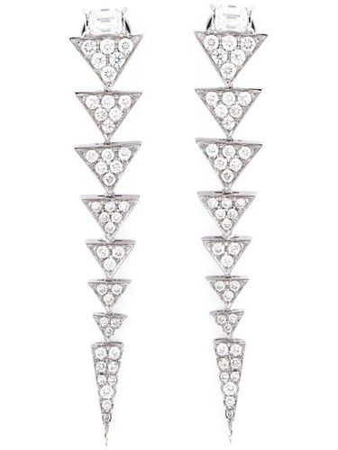 Boucles d'oreilles longues en or blanc et diamants - Nikos Koulis - Modalova