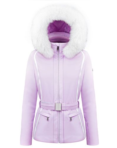 Veste de ski Stretch col fourrure véritable violette - Poivre Blanc - Modalova
