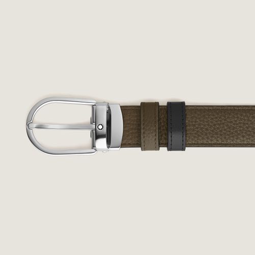 Ceinture réversible à boucle fer à cheval de 30 mm en cuir kaki/noir - | - Cuir - MB222395 - Ceintures - MONTBLANC - Modalova