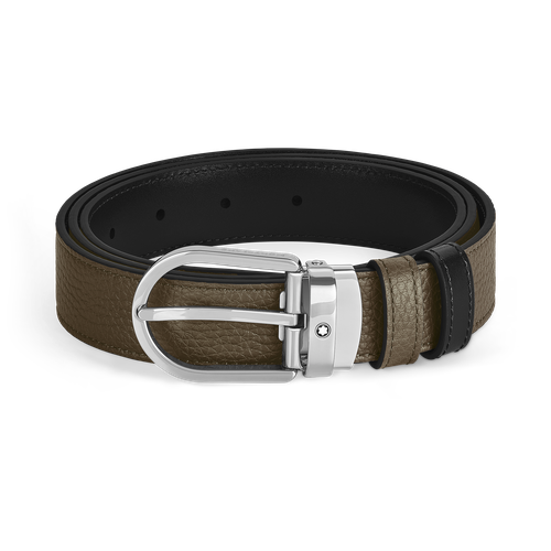 Ceinture réversible à boucle fer à cheval de 30 mm en cuir kaki/noir - | - Cuir - MB222395 - Ceintures - MONTBLANC - Modalova