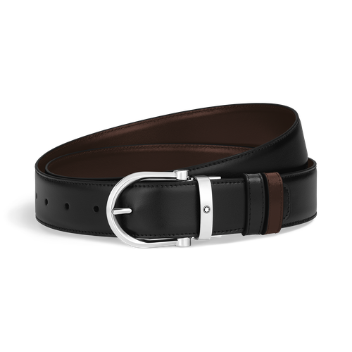 Ceinture Réversible Horseshoe 35 mm en Cuir Meisterstück - /Ébène - Cuir - MB223966 - Ceintures - MONTBLANC - Modalova