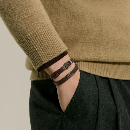 Bracelet Réglable Horseshoe en Cuir Grainé - Acier - MB222740 - Bracelets - MONTBLANC - Modalova
