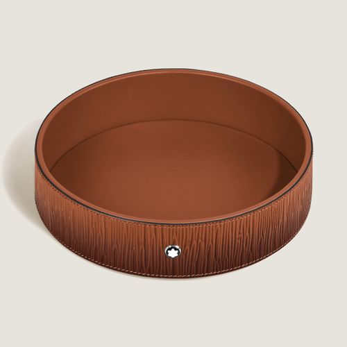 Grand Plateau de Bureau Rond en Cuir Corteccia Sfumato - Cuir - MB136775 - Plateaux - MONTBLANC - Modalova