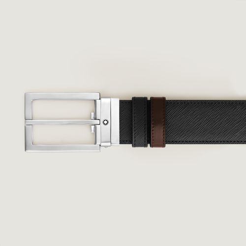 Ceinture Réversible 35 mm à boucle Rectangulaire en Cuir Sartorial - /Ébène - Cuir - MB223965 - Ceintures - MONTBLANC - Modalova