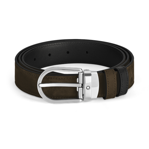Ceinture réversible à boucle fer à cheval de 30 mm en cuir marron/- | - Cuir - MB222399 - Ceintures - MONTBLANC - Modalova