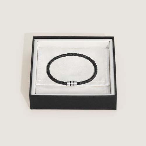Bracelet 3 Anneaux en Cuir Grainé - Acier - MB222758 - Bracelets - MONTBLANC - Modalova