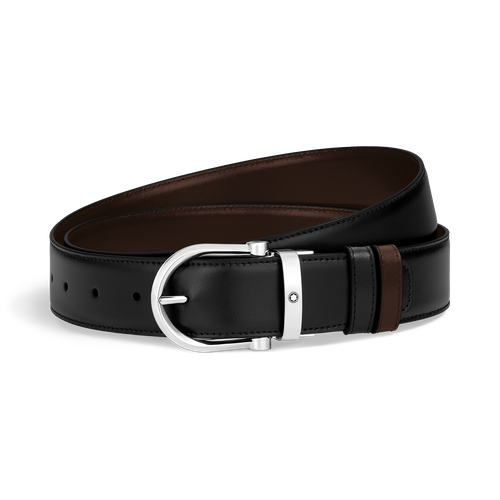 Ceinture Réversible Horseshoe 35 mm en Cuir Meisterstück - /Ébène - Cuir - MB223966 - Ceintures - MONTBLANC - Modalova