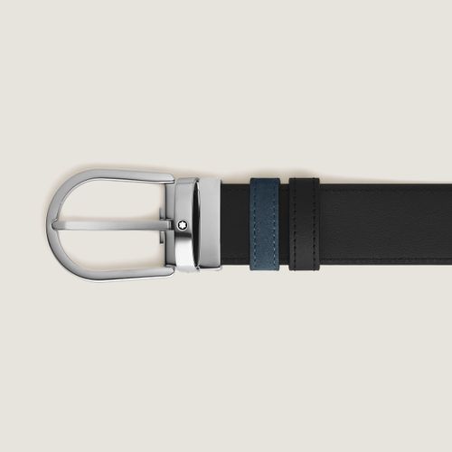 Ceinture réversible à boucle fer à cheval de 35 mm en cuir /noir - Cuir - MB222409 - Ceintures - MONTBLANC - Modalova