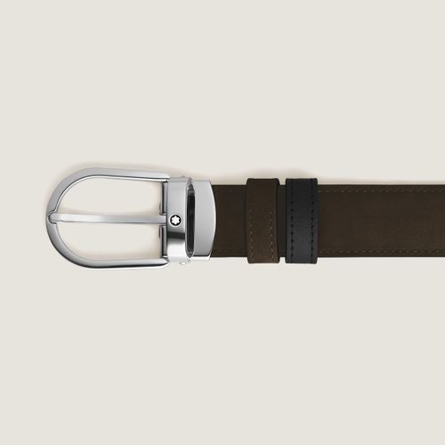 Ceinture réversible à boucle fer à cheval de 30 mm en cuir marron/- | - Cuir - MB222399 - Ceintures - MONTBLANC - Modalova