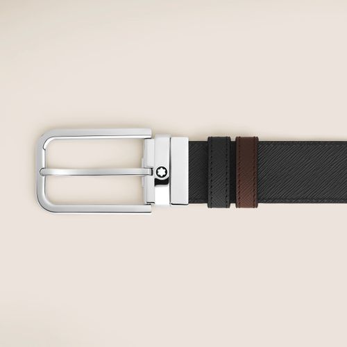 Ceinture Réversible 35 mm à boucle Rectangulaire en Cuir Sartorial - /Ébène - Cuir - MB223441 - Ceintures - MONTBLANC - Modalova