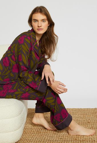 Pyjama col tailleur imprimé et contraste uni, Ecovero - MONOPRIX FEMME - Modalova