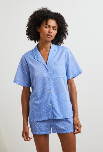 Pyjashort manches courtes en chambray plumetis coloré, Bio - MONOPRIX LINGERIE - Modalova