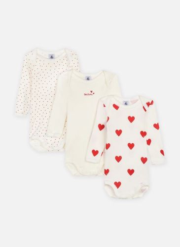 Vêtements Lot de 3 bodies Manches Longues Coeur Ro pour Enfant - Petit Bateau - Modalova
