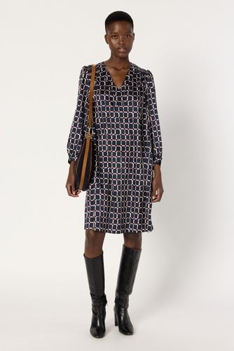 Robe courte satinée à carrés - LIZA - Gerard Darel - Modalova