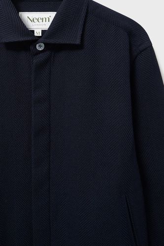 Wool Cotton Navy Herringbone Blouson Jacket - Neem London - Modalova