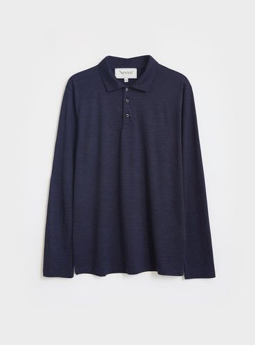 ZQ Merino 120s Super Fine Navy Stripe Long Sleeve Polo - Neem London - Modalova