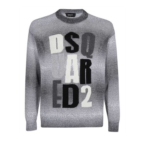 Mens D2 Monogram Knit Sweater Grey L Degradè - DSQUARED2 - Modalova