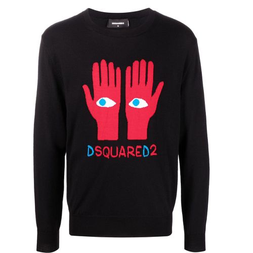 Mens Eyes On Hand Knitted Sweater L - Dsquared2 - Modalova