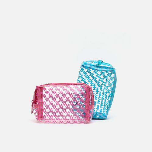 Monoplastic Trousse de toilette transparente avec imprimé monogramme - Misako - Modalova