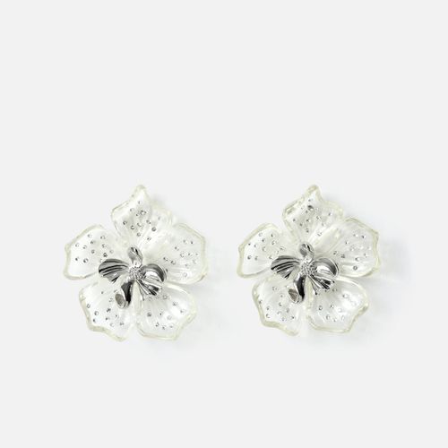 Genasia Grandes boucles d'oreilles fleurs transparentes avec détails brillants - Misako - Modalova