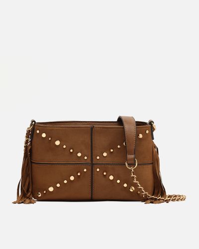 Anabelas-1 sac à bandoulière effet daim avec détails métalliques et franges - Misako - Modalova