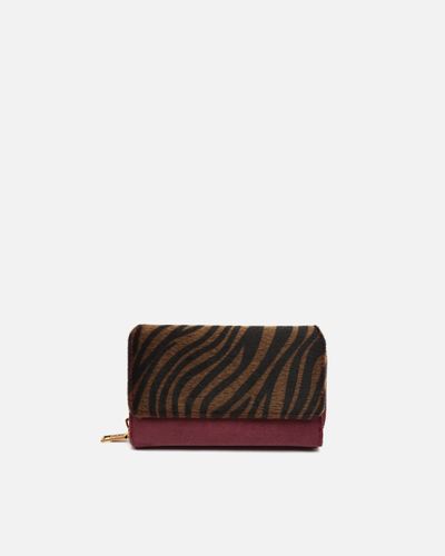Mider grand porte-monnaie effet suédine et imprimé animalier - Misako - Modalova