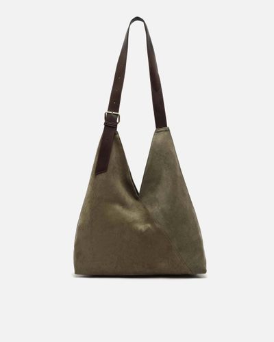Vire grand sac hobo effet daim avec fermeture à bouton pression - Misako - Modalova
