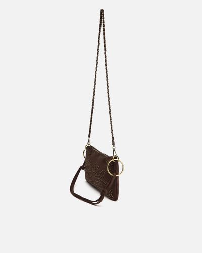 Tachitu-1 petit sac à épaule et bandoulière effet suédine avec détails métalliques - Misako - Modalova