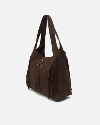 Seysino grand sac à épaule effet suédine avec franges et détails métalliques - Misako - Modalova