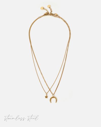 Collier double Aceno avec pendentif en acier inoxydable - Misako - Modalova