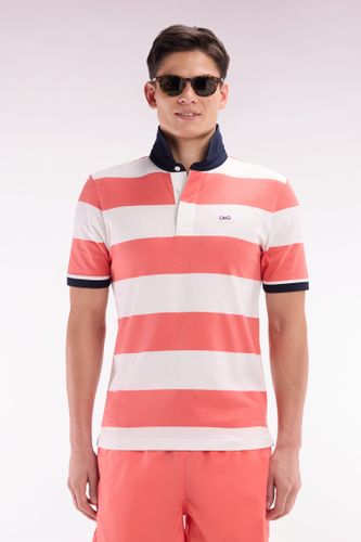 Maillot À Manches Courtes En Coton Pima Cerclé Corail Et Coupe Droite - Eden Park - Modalova