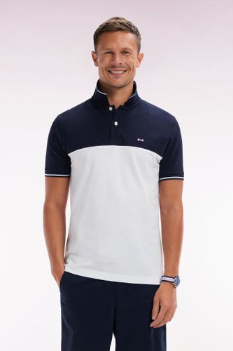 Polo À Manches Courtes En Piqué Coton Col Jacquard Coupe Droite - Eden Park - Modalova