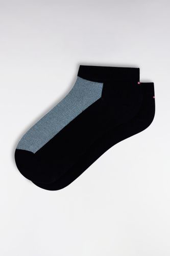 Chaussettes Basses En Coton Stretch Mélangé Bicolores Et Marine - Eden Park - Modalova