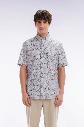 Chemise À Manches Courtes En Popeline De Coton Pima Micromotif Floral Coupe Droite - Eden Park - Modalova