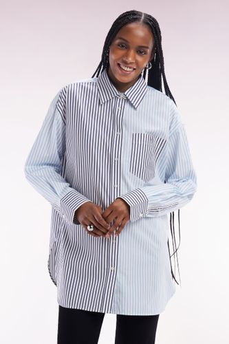 Chemise À Patchwork De Rayures En Coton Coupe Oversized - Eden Park - Modalova