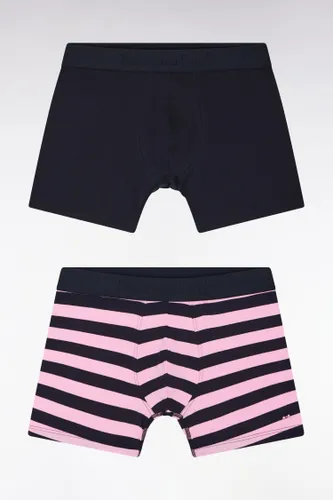 Lot De Deux Boxers Unis Et Cerclés En Jersey De Coton Stretch Marine Et - Eden Park - Modalova