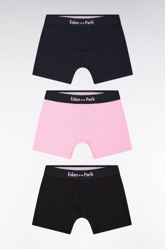 Lot De Trois Boxers En Jersey De Coton Unis , Marine Et Rose - Eden Park - Modalova