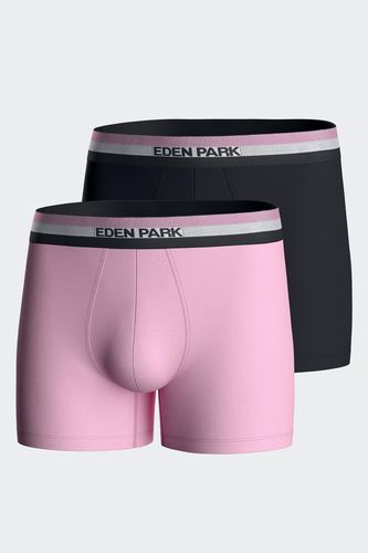 Lot De Deux Boxers En Jersey De Coton Stretch Marine Et À Ceinture Tricolore - Eden Park - Modalova