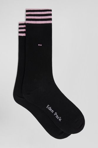 Paire de chaussettes noires à détails cerclés en coton stretch - Eden Park - Modalova