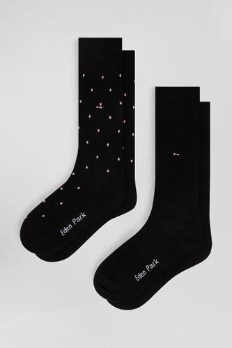 Lot de 2 paires de chaussettes unies noires en coton stretch - Eden Park - Modalova